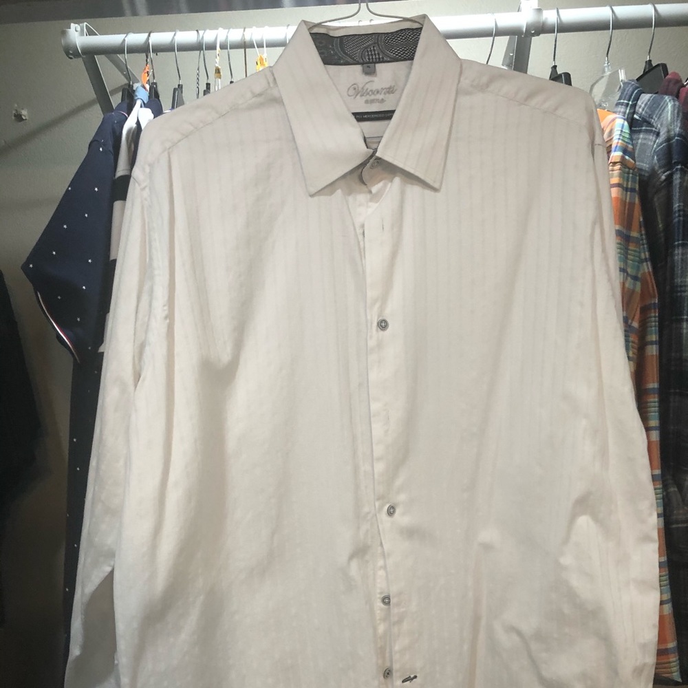 Visconti White Textured dress shirt XL